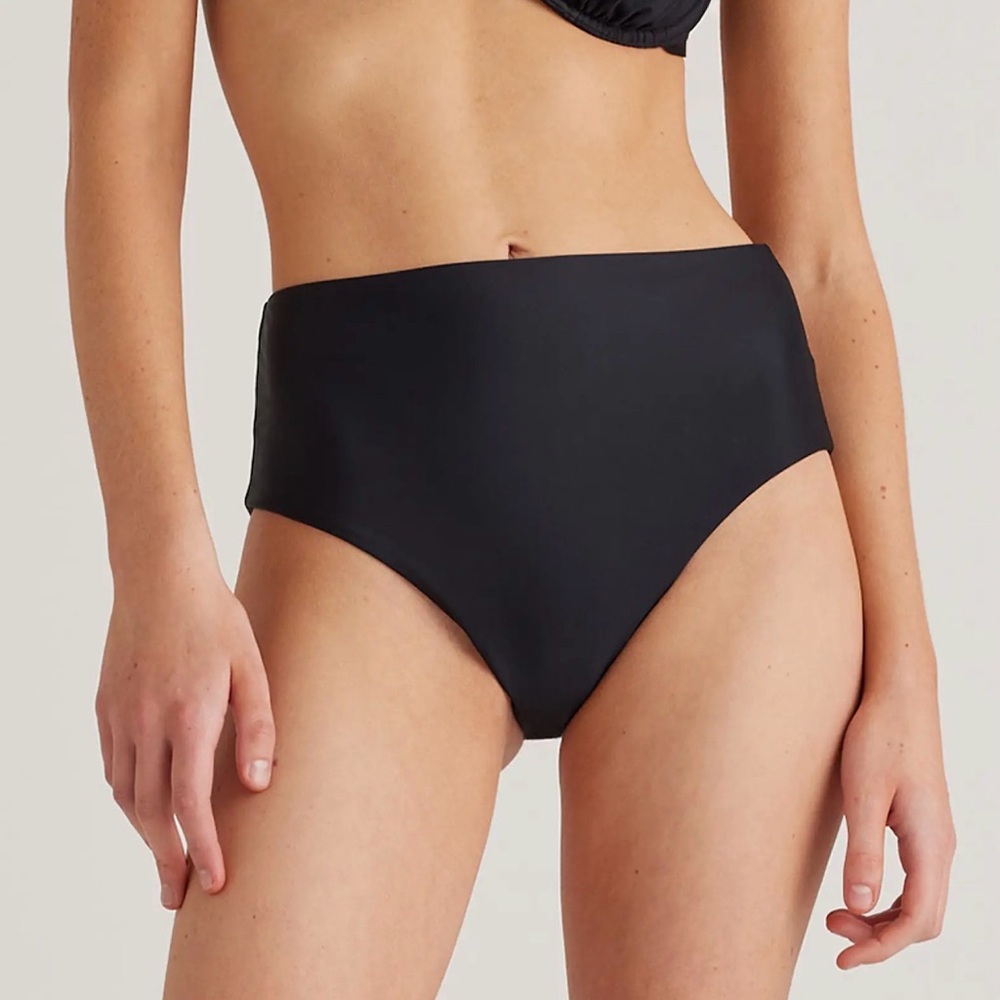 Quince Italian High Rise Bikini Bottom in Black Size X-Small 807